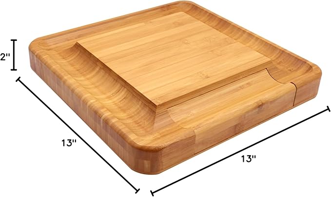 Sarolta Homewares Bamboo Cheese & Sushi Cutting Board and Platter with Brushed Stainless Steel Cutlery Set - 10 Sets