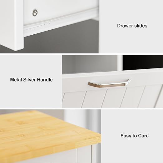 GAZHOME 10 Gallon Tilt Out Trash Cabinet, Upgrade Wooden Free Standing Recycling Trash Cabinet with Hideaway Drawer(White)