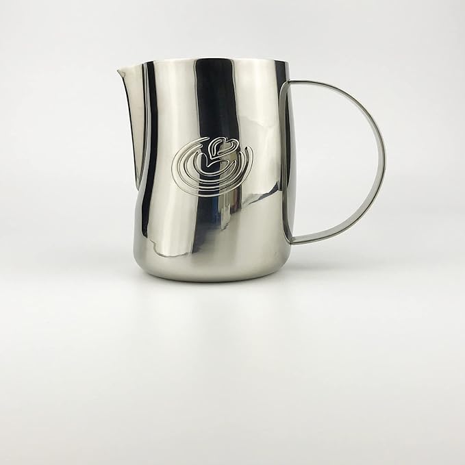 Barista Swag Curved Body Coffee Milk Frothing Cup for Espresso Machines Latte Art 500ml Steaming Pitchers (Mirror Silver)