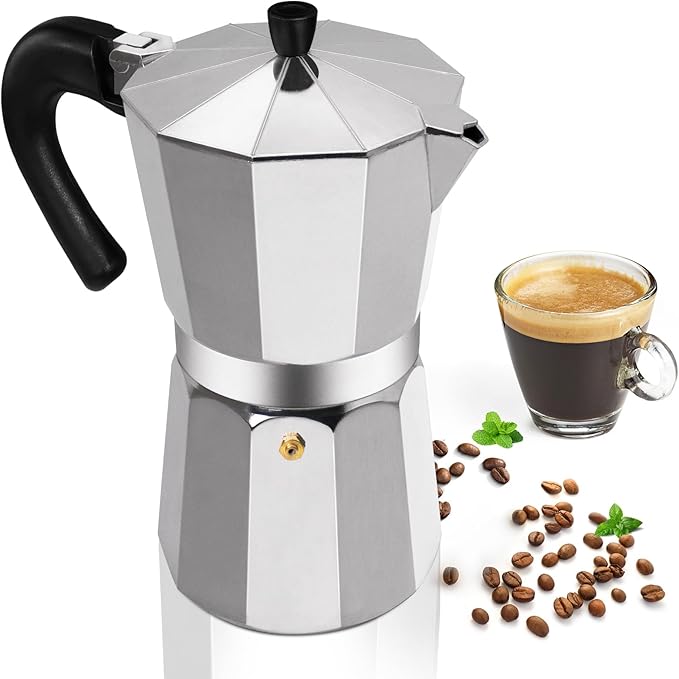 Aluminum 14 Cup 700ml Moka Pot Express Coffee Maker Stovetop Espresso Percolator Coffeemaker Italian Classic Style Brewing Greca Cafe Mocha Machine for Cafeteras Lover Camping Travel and Home Use 24oz