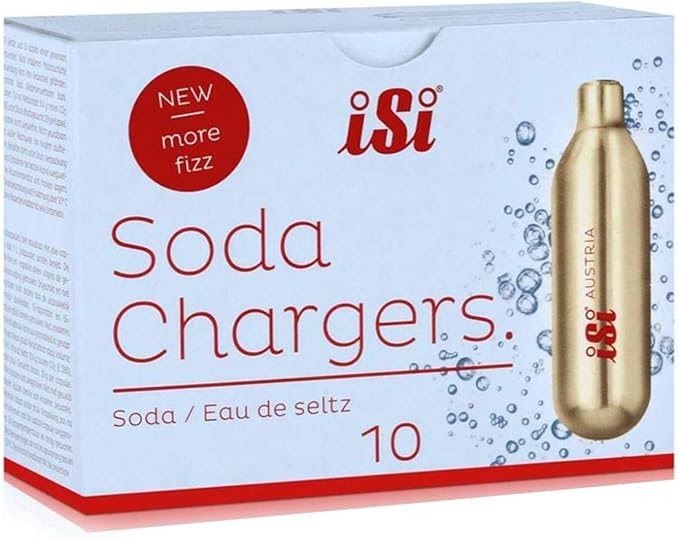 iSi Classic Steel Mesh SodaMaker Bottle (1 Quart) with CO2 Soda Siphon Chargers (10-Pack) Bundle - For making sparkling water beverages