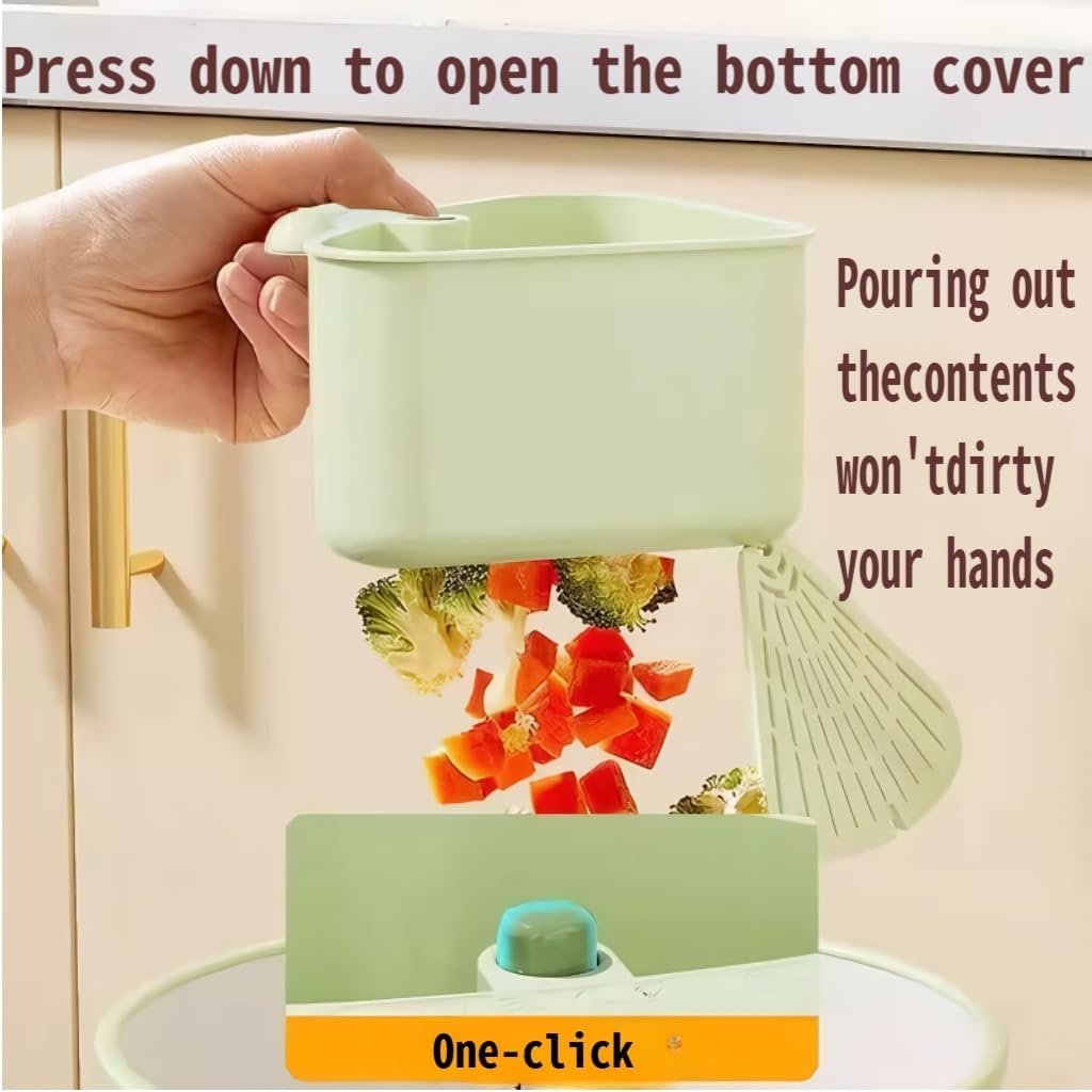 Corner Sink Strainer Basket with Suction Cups, Automatic Dumping Collapsible Food Drainer, Kitchen Sink Food Waste Catcher with Strong Hold Base (Olive green)