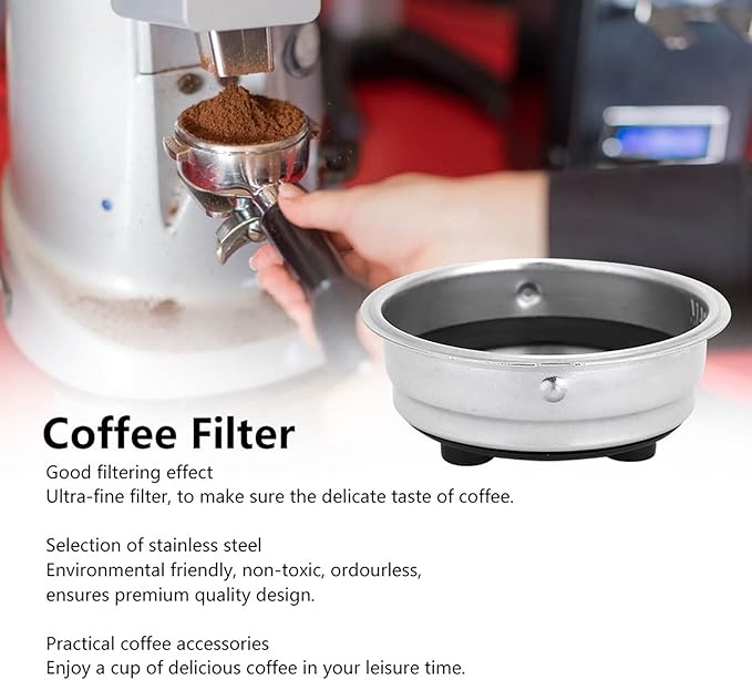 1 Cup 51mm Coffee Filter Basket, Stainless Steel Pressurized Mesh Coffee Filters Bottomless Portafilter Coffee Machines Accessories for Semi-Automatic Coffee Machine Series (1 Cup)