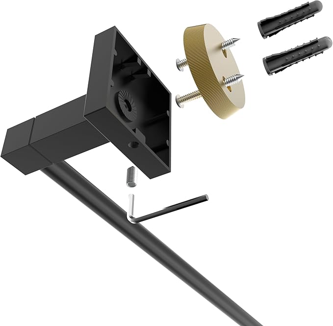 RUACQ Adjustable Towel Bar 13.8 to 24 inch,Square Base Single Towel Racks for Bathroom,Stainless Steel Towel Holder wall Mounted,Sturdy and Rustproof(Matte Black)