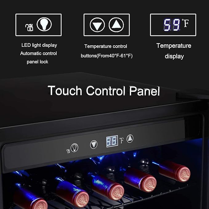 Antarctic Star Wine Cooler/Cabinet Drink Refrigerator Fridge, 36 Bottle Freestanding Wine Chiller with Stainless Steel, Double-Layer Glass Door Touch Screen for Home Office/Bar, 4.4Cu.Ft., Silver