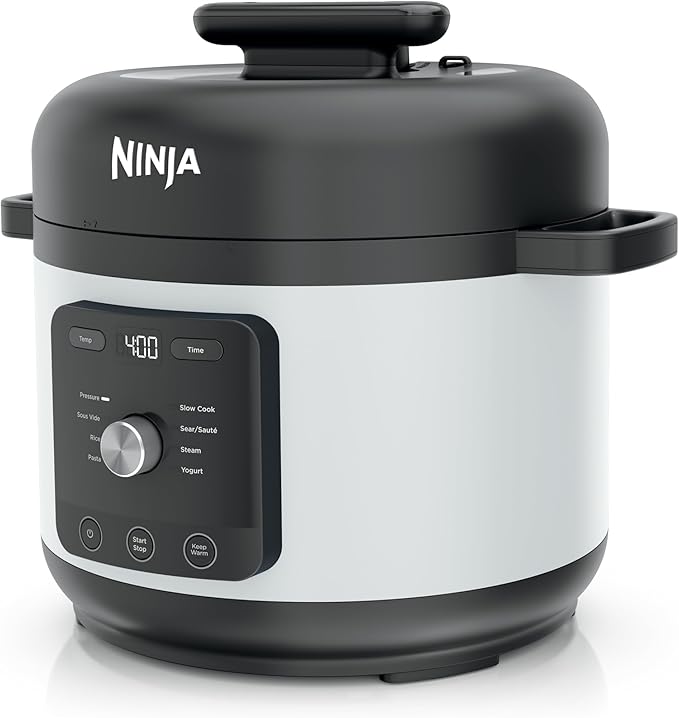 Ninja HyperHeat 9-in-1 6.5-qt Pressure Cooker | Steams, Slow Cooks, Sears, Sautés, Sous Vide, Yogurt & More | With SimpliServe Pot | Powerful 1200-Watt | White | PC201WH