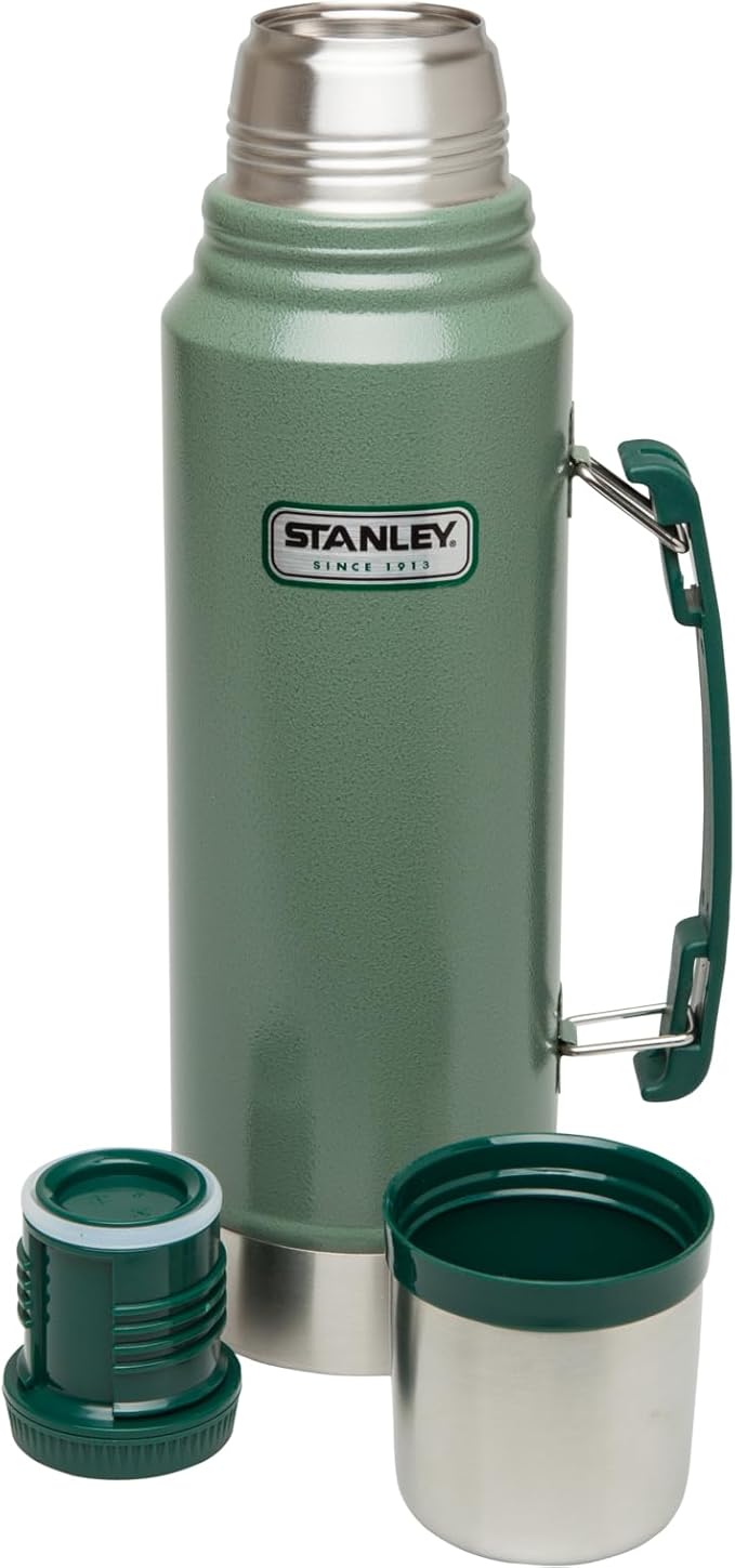 Stanley Heritage Classic Vacuum Bottle with Handle 1.1 qt | Wide Mouth with Leakproof Cup Lid | Keep Drinks Hot or Cold for Travel | Insulated Stainless Steel Thermos | BPA-Free | (Pack of 3)