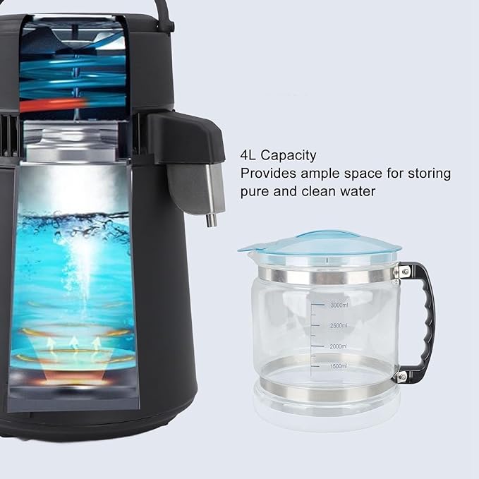 1 Gallon/4L Water Glass Carafe for Distiller, Water Distiller Glass Pot, Distiller Water Container Jug for Countertop Water Distiller Filter
