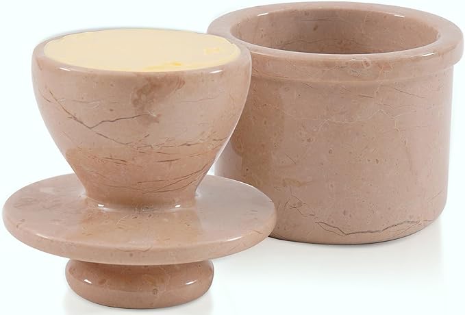 Radicaln Marble Butter Keeper 4.25'' Inches Verona Handmade French Butter Holder For Kitchen Counter Decor Ideal Butter Crock For Counter With Water & Butter Crock For Kitchen