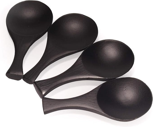BambooMN - 3.5" Small Solid Bamboo Round Scoop - Black - 100pcs