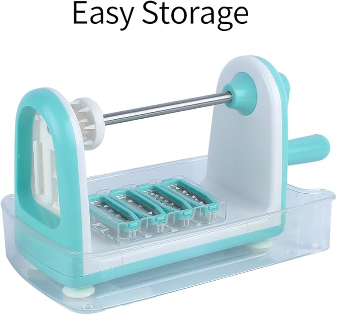Ourokhome Rotary Cheese Grater Hand Crank, Kitchen Shredder Speed Mandolin Slicer, Zucchini Noodle Maker Spaghetti Spiralizer - 5 Blades Vegetable Slicer