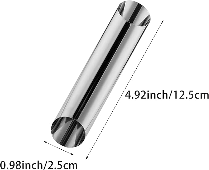 Alovexiong Non-stick Cannoli Tubes Molds 6pcs Cream Horn Molds Stainless Steel 4.92 inch Large Cannoli Molds Kit Baking Tubes Cones Pastry Roll Cream Roll Horn Croissant Mold Diagonal Shaped