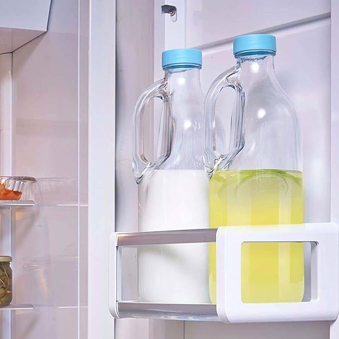 2 Pc 47oz Clear Glass Bottle Set with Handle and Lids - Airtight Food Jug - Glass Kitchen Pitcher (4)