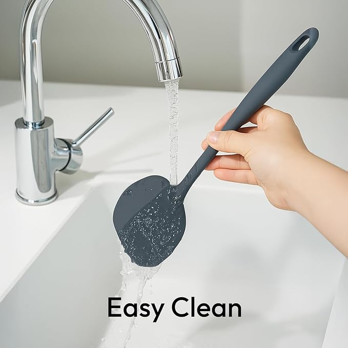 carrotez Silicone Wide Spatula Turner Heat Resistant Flipper 1 Pack Dark Gray