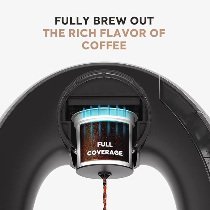 Single-Serve Coffee Maker, 2 in 1 One Cup Coffee Machine Compatible with K-Cup Pod & Coffee Grounds/Tea with One Button Operation,Fast Brew in 1 minute,Compact For Home, Office, RV and Dorm (Black)