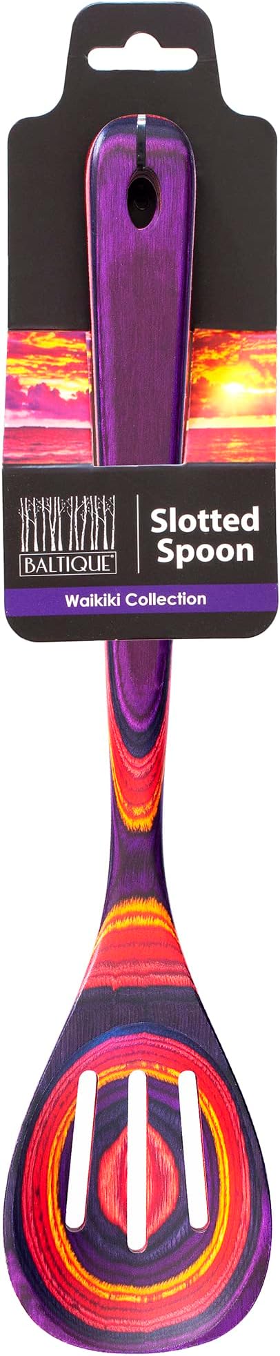 Totally Bamboo Baltique Waikiki Collection 12-1/2" Wooden Slotted Cooking Spoon, Safe for Nonstick