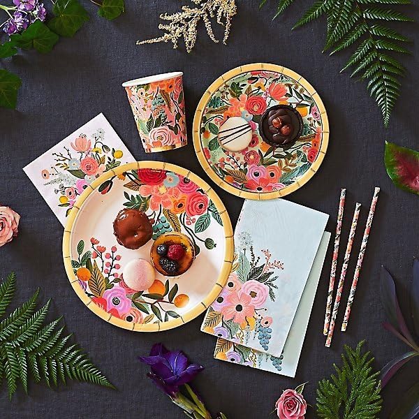 RIFLE PAPER CO. Garden Party Large Plates, Vibrant Floral Design, Perfect for Parties and Celebrations, Durable and Stylish Tableware to Add a Fun, Elegant Touch to Any Event or Gathering