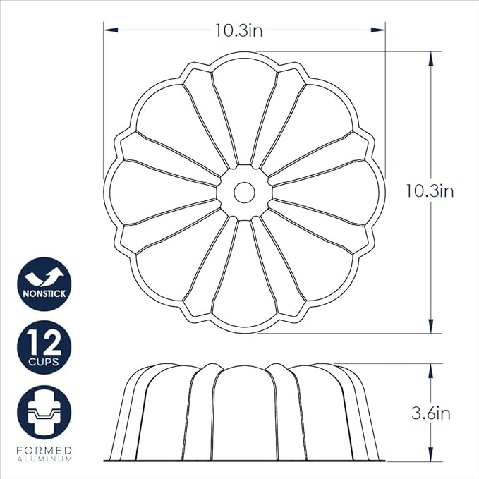 Nordic Ware Formed Treat Bundt Pan, 12-Cup, Silver