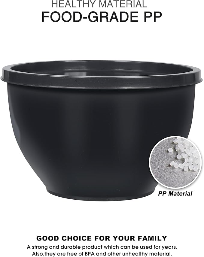 Greentainer Plastic Mixing Bowls with Lids Set for Kitchen, 5 Set Nesting Bowls for Mixing, Baking, Prepping, Cooking and Serving Food, Mixing Bowls Dishwasher, Microwave Safe