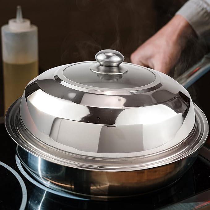 14 Inch Tempered Glass Frying Pan Lids with Handle Cooking Replacement Cover Fry Pan Lid Skillet Lid for Skillets, Round Cast Iron, Cast Aluminium, Stainless Steel Pans（36cm）