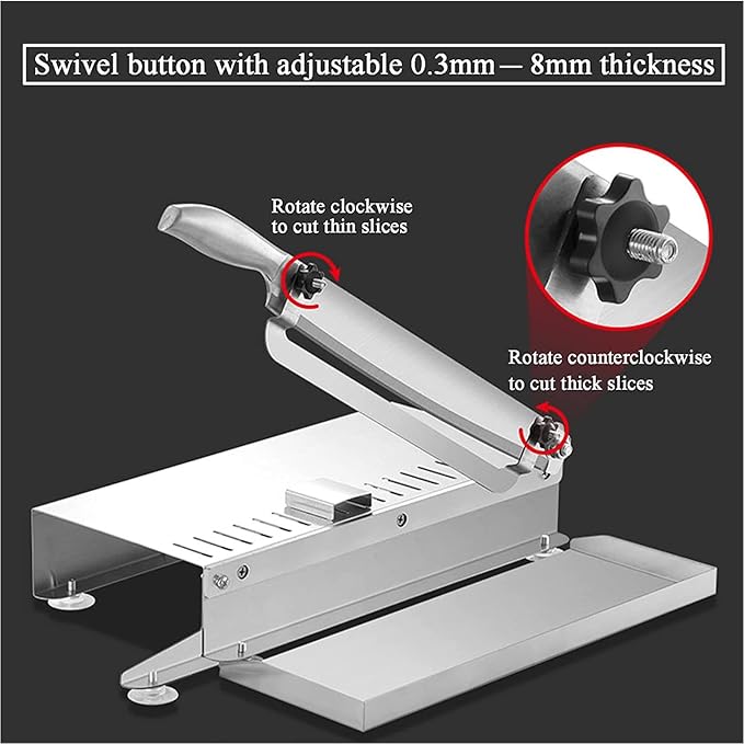 Manual Frozen Meat Slicer, Stainless Steel Meat Cutter Beef Mutton Roll Bacon Nougat for Home Cooking of Shabu Shabu Hotpot Korean BBQ