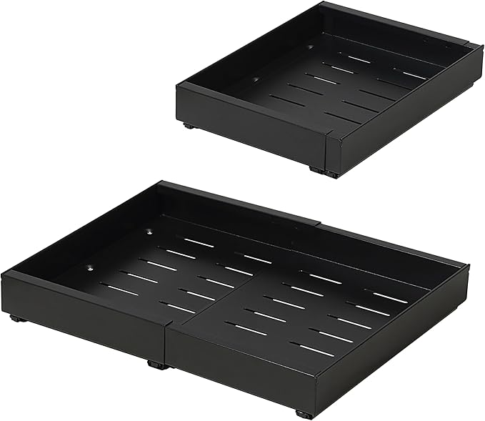 SunnyPoint Pull-Out Cabinet Organizer Expandable Drawer Shelf (BLACK)