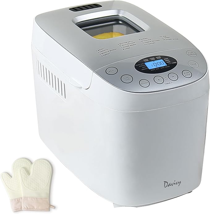 Davivy Bread Maker Machine with 2 Dough Kneading Paddles,15-in-1 Automatic Large Capacity Bread Machine Nonstick Bowl For Bread, Jam& Yogurt, 3 Loaf Sizes and 3 Crust Settings