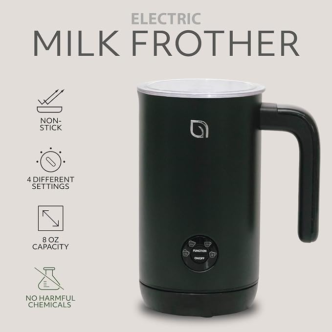 WILLOW Eco Series Milk Frother, 4 in 1 Milk Steamer, One Button Operation Hot and Cold Foam Maker 8.12oz/240ml Milk Warmer for Coffee & Latte, Made from 99% Recycled Plastics, 100% Non-Toxic
