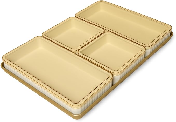 Cravings by Chrissy Teigen Silicone Baking Pans Set, Nonstick Bakeware Set for Meal Prep and Serving Dishes, 4 Trays, 4 Lids, 1 Baking Sheet, Oven Safe to 450 Degrees