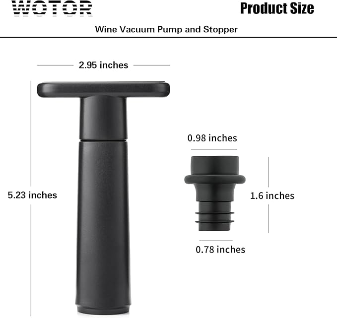 WOTOR Wine Saver Vacuum Pump with 4 Stoppers, Reusable Bottle Sealer Keeps Wine Fresh