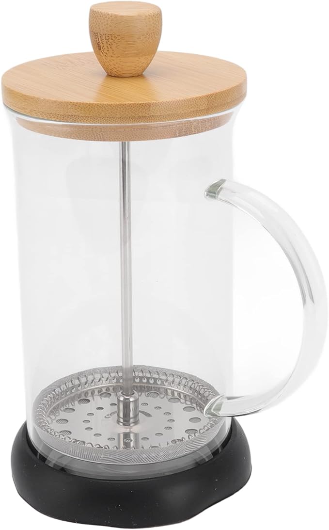 Heat Resistant Hand Brewing Filter French Press Borosilicate Borosilicate Tea Cafe Brewing Pot for Office Use (600ml Bamboo Cover)