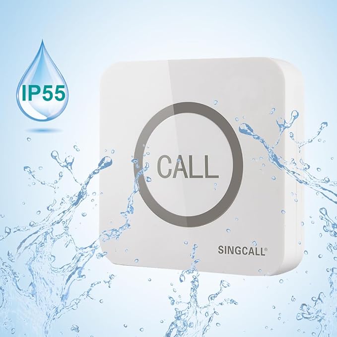 SINGCALL Restaurant Pager System Waiter Calling System Pagers and Beepers for Kitchen,Fast Food,Hotel,Restaurants,Cafe,Bar to Call Waiters 2 Waterproof Wireless Call Buttons
