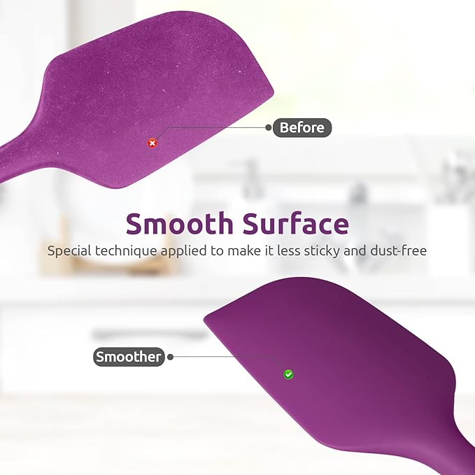 U-Taste 11.38" Silicone Baking Spatula: 480ºF Heat Resistant Food Grade Flexible Rubber Kitchen Bowl Scraper, Seamless Pastry Spreader for Mixing Stirring Scraping in Nonstick Cookware (Purple)