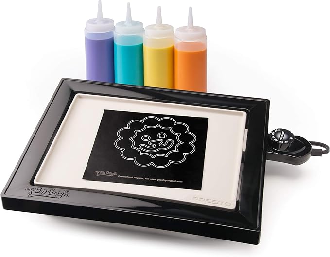 Presto 07080 PanGogh Cool Touch, Electric griddle, ideal size for small families, includes batter bottles & template for pancake art