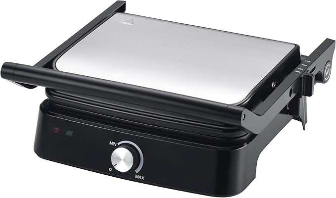 Vivicreate Panini Press Grill 1500W Sandwich Maker with Removable Nonstick Plates Adjustable Temperature 180 Degree Opening Indoor Electric Grill for Panini Sandwich Steak Burgers Breakfast (1 Knob)