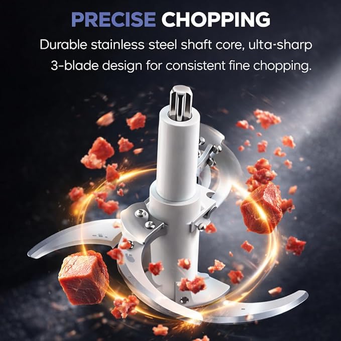 Food Processors Electric Food Chopper with Meat Grinder & Vegetable Chopper with Powerful Copper Motor - Includes Sets of Bi-Electric Grinder Meat Processor for Nuts, Meat, Onion, Garlic, Baby Food