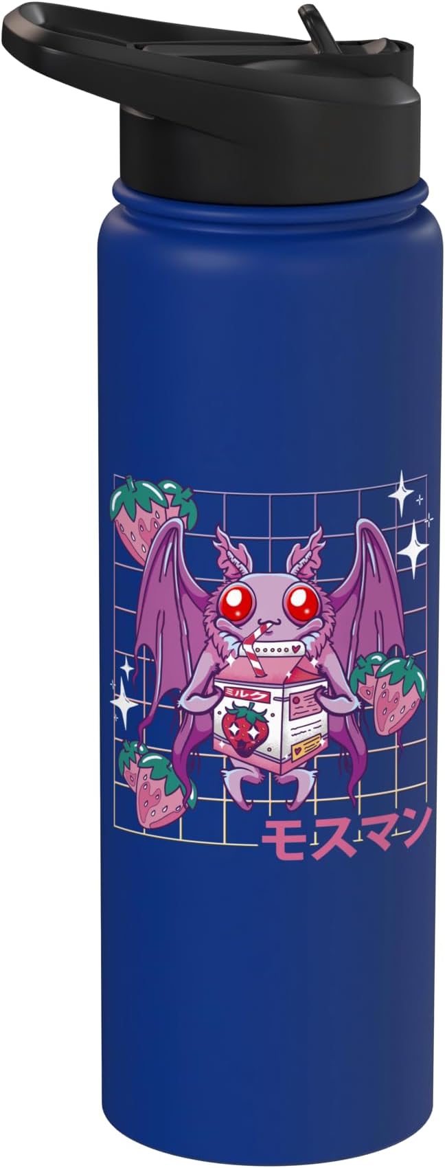 Kawaii Mothman Strawberry Milk Shake Carton Stainless Steel Insulated Water Bottle
