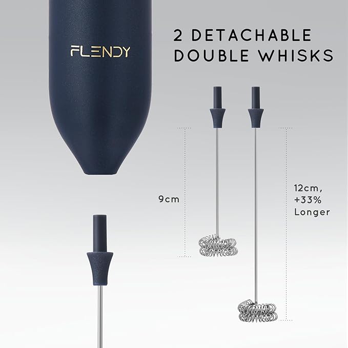Flendy Rechargeable Milk Frother Handheld, Coffee Frother Handheld with USB-C Charging Stand, Electric Drink Mixer Handheld, Mini Electric Whisk Frother for Coffee, Matcha, etc