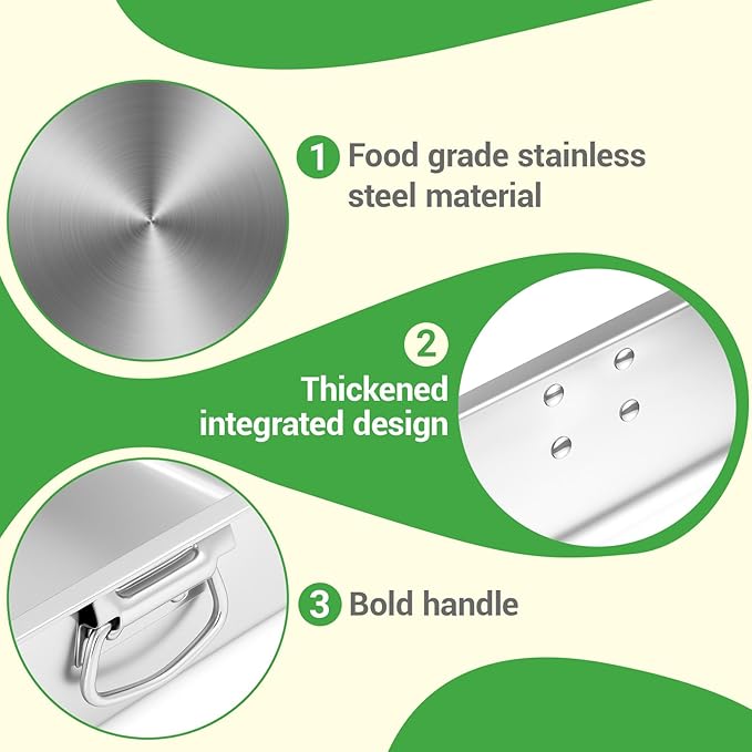 23.5''x15.5''x4''roasting Pan Stainless Steel Turkey Roasting Pan Extra Large Thickened Baking Tray with Handle for Christmas Thanksgiving Oven Turkey Roasts Multilayer Lasagna Baked Goods