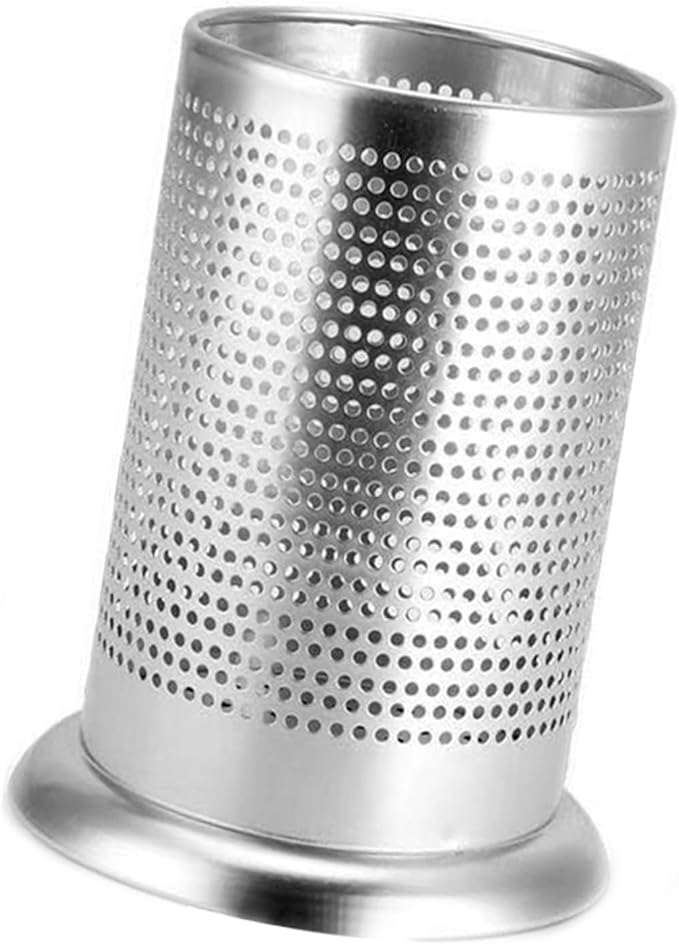 Tissting Stainless Steel Kitchen Utensil Holder, Chopsticks Straw Basket Drying Rack Utensil Organizer, Round Silverware Draining Organizer Drying Rack with Drain Holes