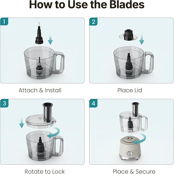 OLIXIS Food Processor 10.5 Cup, Vegetable Choppers with Slicing Shredding Chopping Kneading, Dishwasher Safe, Food Grinder, Stainless Steel Blades, for Smoothie Fruit Dough, 2.6QT, White