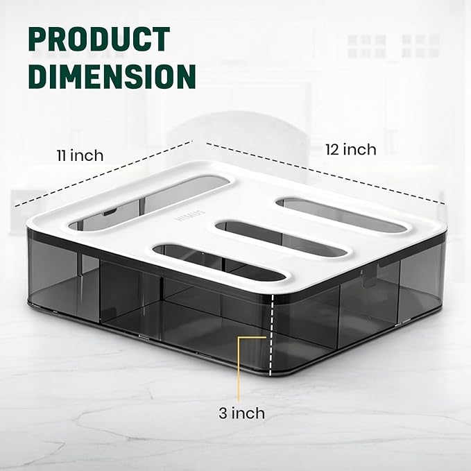 HIMUS Food Storage Bag Organizer - 4 in 1 Plastic Baggie Organizer for Drawer | Compatible with Sandwich, Snack, Gallon, Quart & Slider | Plastic Bag Organizers Kitchen Storage| Wall & Drawer Mount