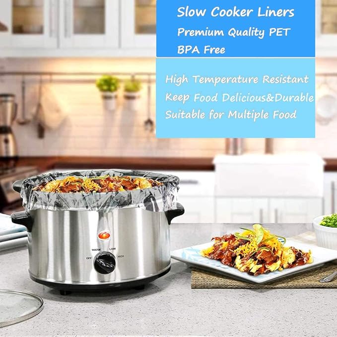 Slow Cooker Liners Small Size Pot Liners Disposable Cooking Bags Fit 1QT to 3QT Suitable for Slow Cooker and Oval & Round Pot (32)