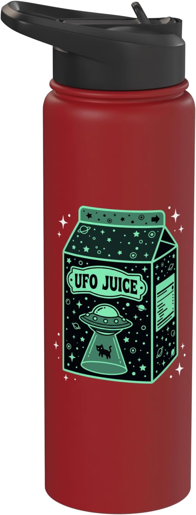 UFO Juice Retro Cat Abduction Alien Space Milk Cosmos Stainless Steel Insulated Water Bottle