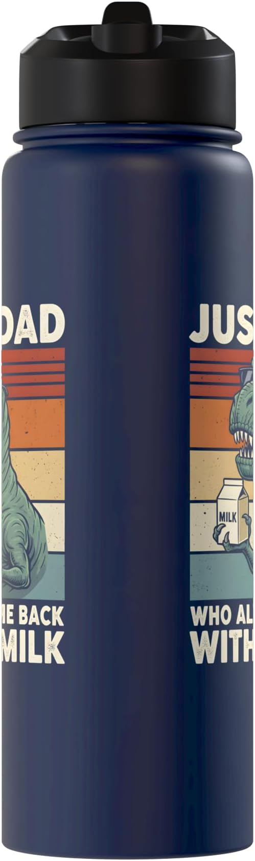 T-Rex Dad Who Always Came Back With The Milk Retro Sunset Stainless Steel Insulated Water Bottle