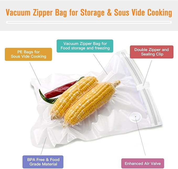 Vacuum Seal Bags for Food Storage | Keep food fresh and up to 5x longer (21pcs - 3 sizes S/M/L)