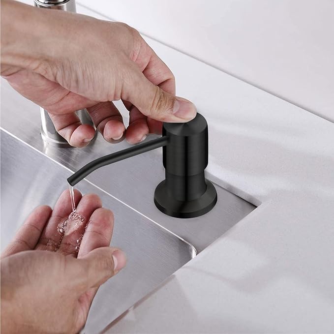 Sink Soap Dispenser, Kichen Sink SoapDispenser, 47" Extension Tube kit, Under Sink Soap Dispenser Pump, No Need More Refills （Black-2 Pack）