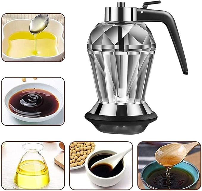 Honey Dispenser Pot HEITIGN 13 * 10 * 16 No Drip Glass with Stand Honey Jar Clear Glass Honey Container Maple Syrup Dispenser Honey Pot with Stand Honey Bottle with Flip Top Lid