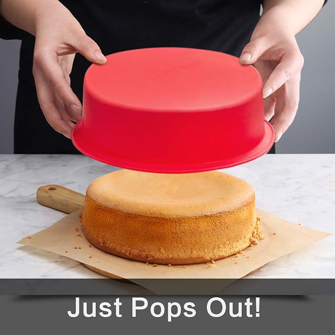 SILIVO 6 inch Cake Pans (4 Pack) - Nonstick Silicone Smash Cake Pans for Layer Cake,Smash Cake and Cheese Cake