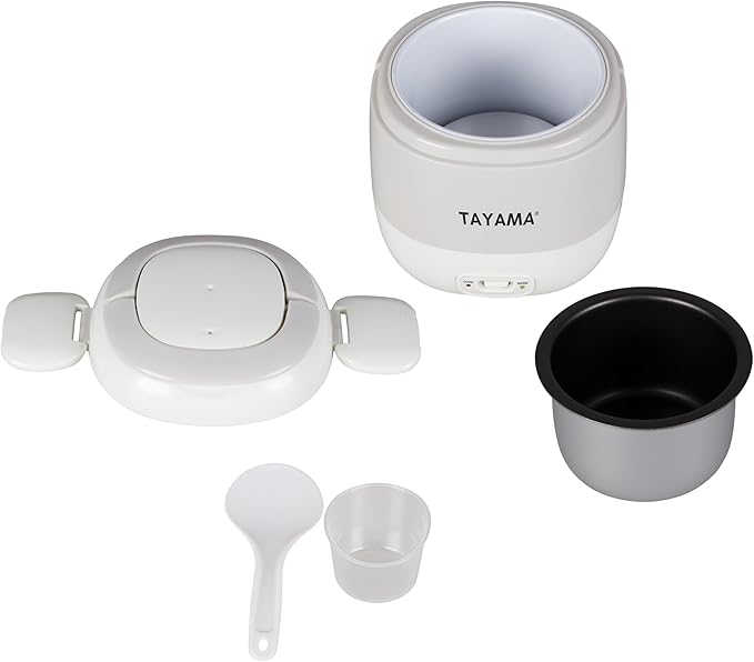 Tayama 1.5 Cup Portable Mini Rice Cooker, White (TMRC-03R)